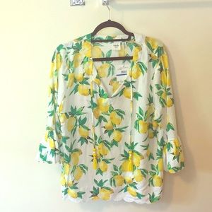 Rafaella Weekend Studio lemon print blouse in XL